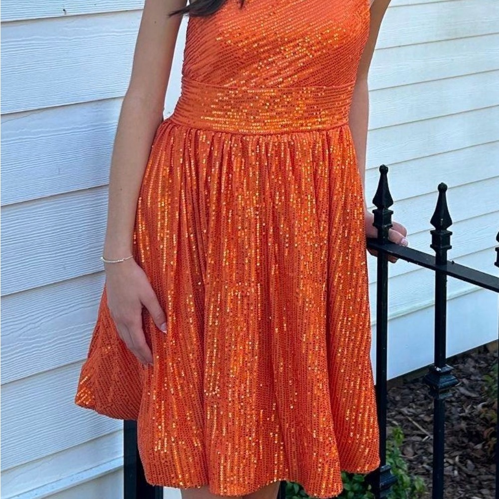 Sparkling Orange Strapless Dress